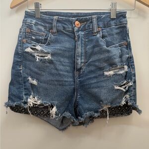 American Eagle Outfitters Next Level Stretch High Rise Distressed Jean Shorts